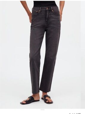Madewell The ’90s Straight Crop Jeans Black Denim Size 27 High Rise